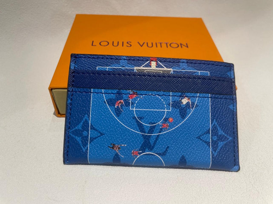 Louis Vuitton Basketball Double Card Holder Blue Monogram