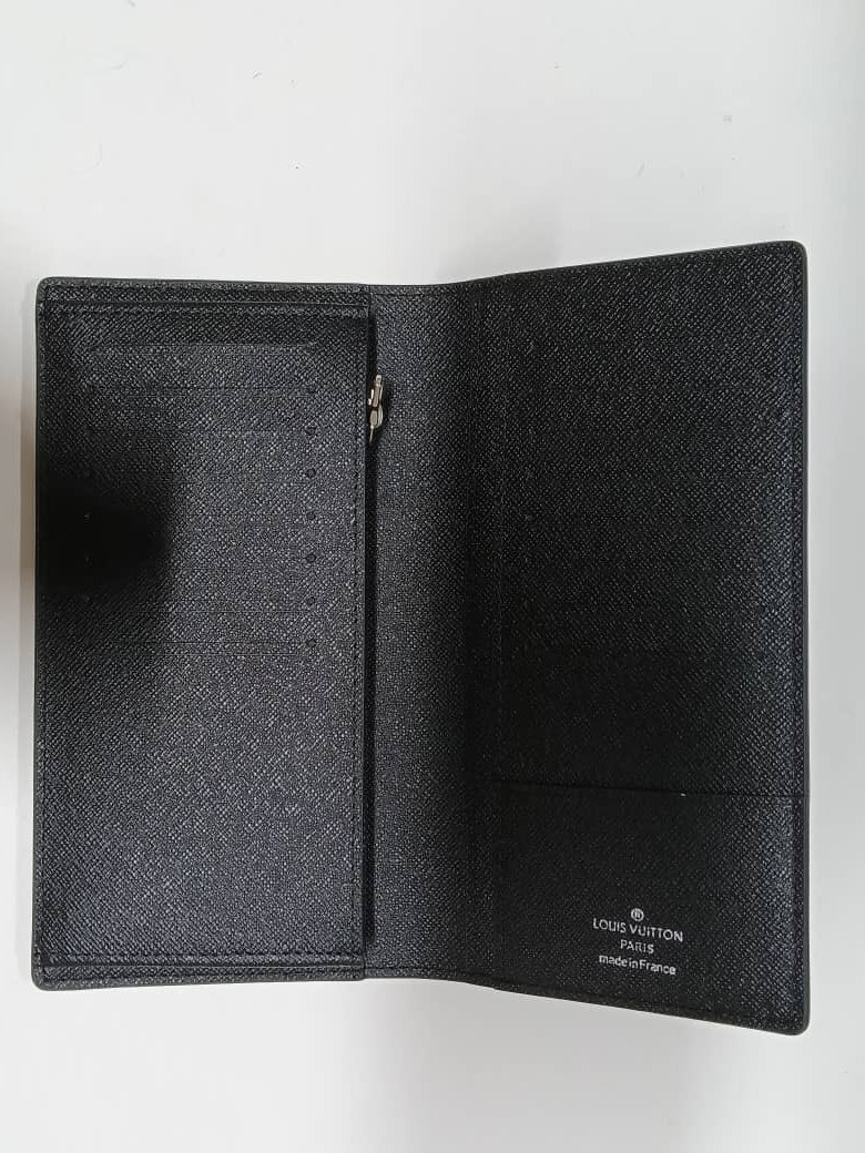 Louis Vuitton Monogram Eclipse Brazza Canvas Long Black Compact Wallet with Box