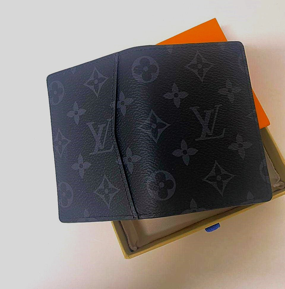 Louis Vuitton Pocket Organizer Monogram Eclipse Black Authentic Men's Wallet