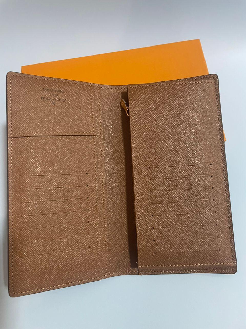 Louis Vuitton Monogram Porte feiulle Brazza Long Wallet Purse Brown