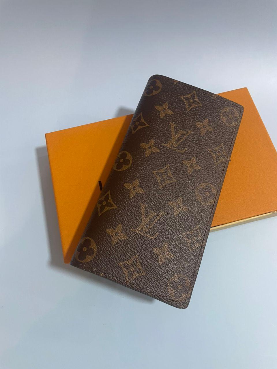 Louis Vuitton Monogram Porte feiulle Brazza Long Wallet Purse Brown