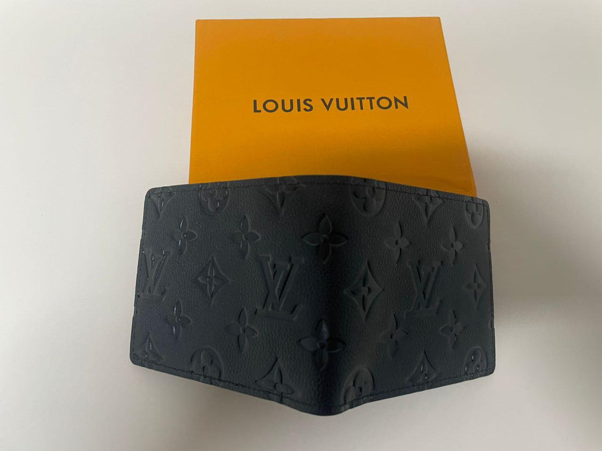 Louis Vuitton Card Holder Black Monogram Leather Wallet Men's