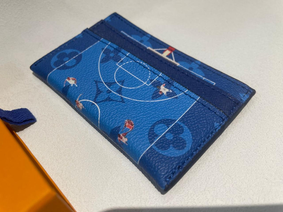 Louis Vuitton Basketball Double Card Holder Blue Monogram