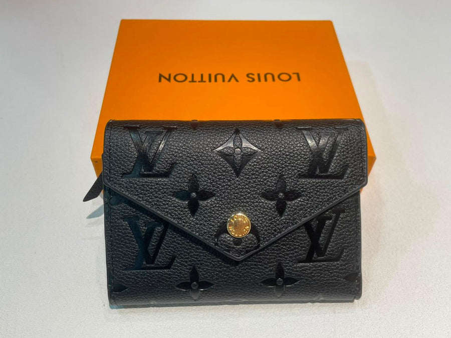 Louis Vuitton Victorine Monogram Empreinte Black Leather Trifold Wallet