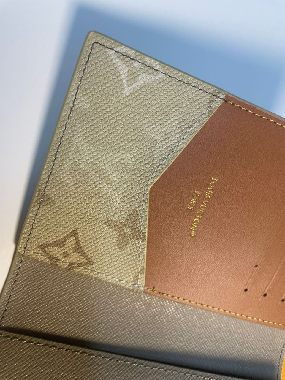 Louis Vuitton Monogram Surplus Sand Beige Passport Cover With Box