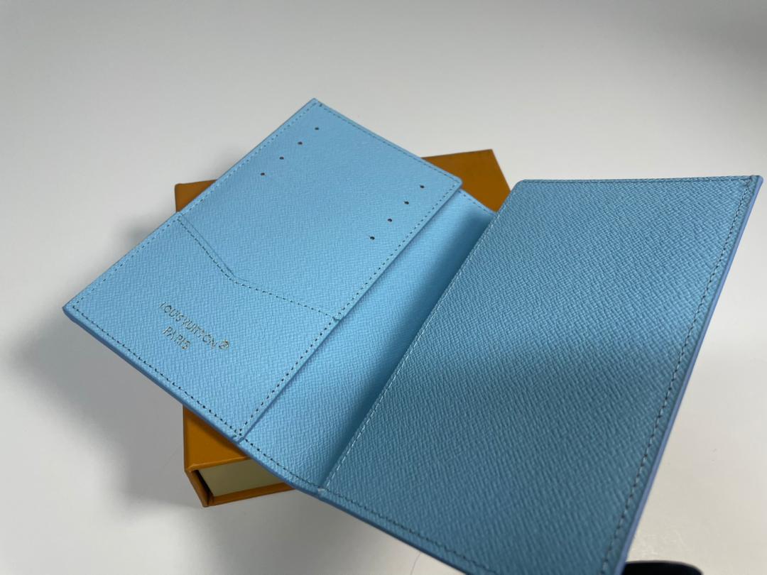 Louis Vuitton Passport Cover Holder Sky Paragliding Blue Monogram With Box