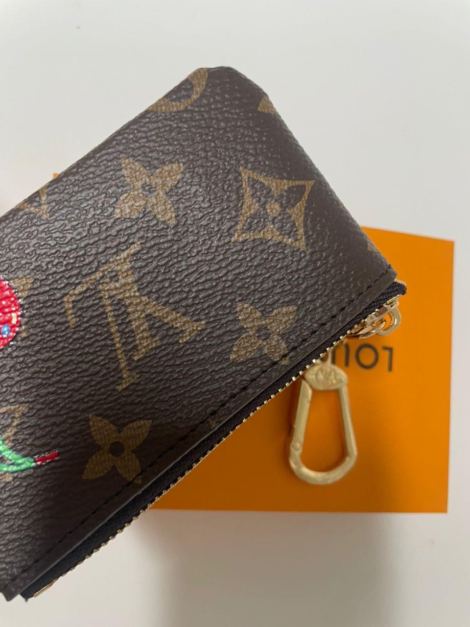 Louis Vuitton Monogram Key Pouch Coin Purse Bag Charm Cherry Red with Box & Dust Bag