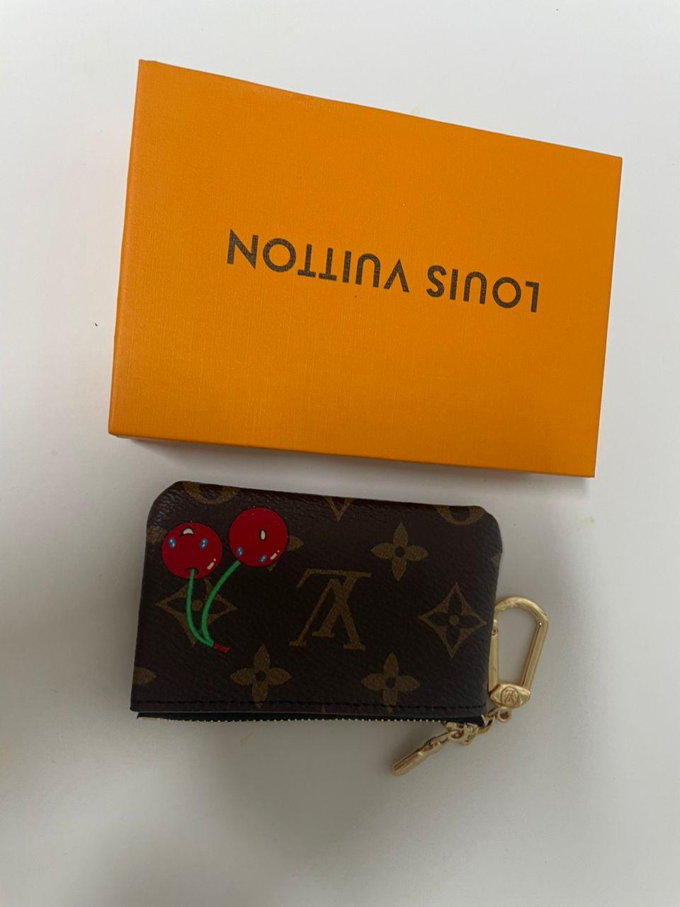 Louis Vuitton Monogram Key Pouch Coin Purse Bag Charm Cherry Red with Box & Dust Bag