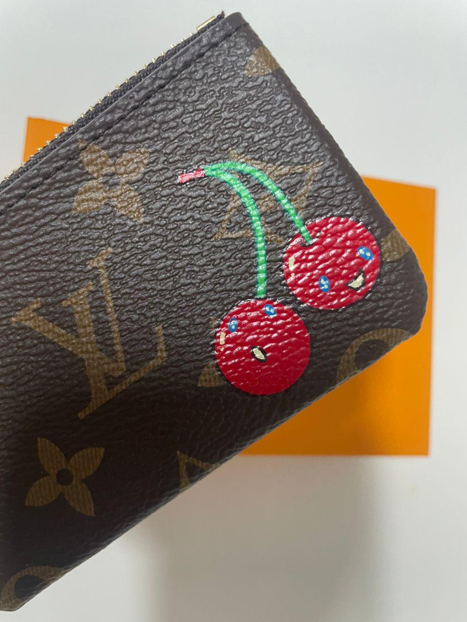 Louis Vuitton Monogram Key Pouch Coin Purse Bag Charm Cherry Red with Box & Dust Bag