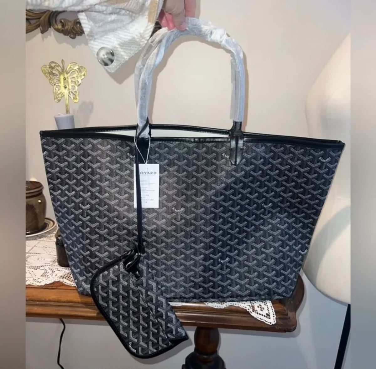 Goyard Saint Louis GM Bag — Black Goyardine Canvas